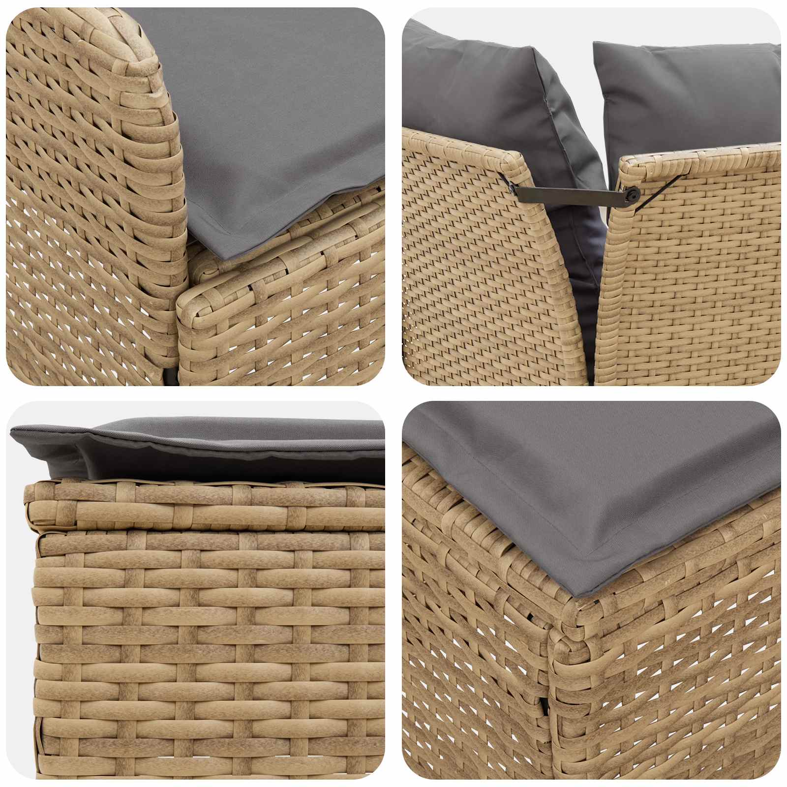 vidaXL Zestawy mebli z poduszką 4 pcs Beżowy i jasnoszary Rattan PE