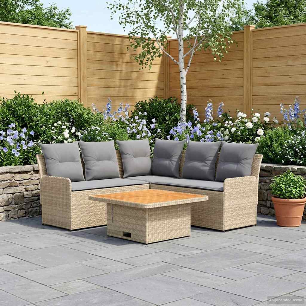 vidaXL Zestawy mebli z poduszką 4 pcs Beżowy i jasnoszary Rattan PE