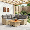 vidaXL Zestawy mebli z poduszką 4 pcs Beżowy i jasnoszary Rattan PE