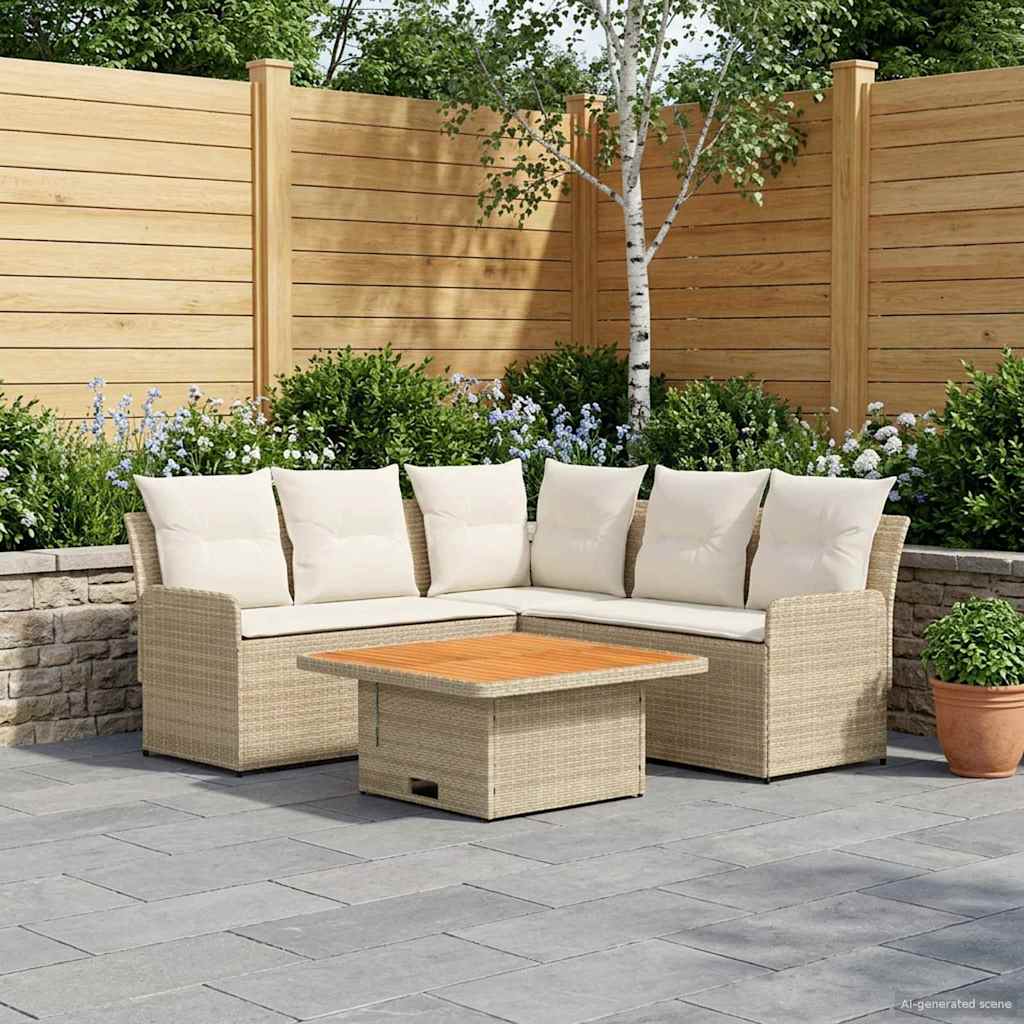 vidaXL Zestawy mebli z poduszką 4 pcs Beżowy i kremowy Rattan PE
