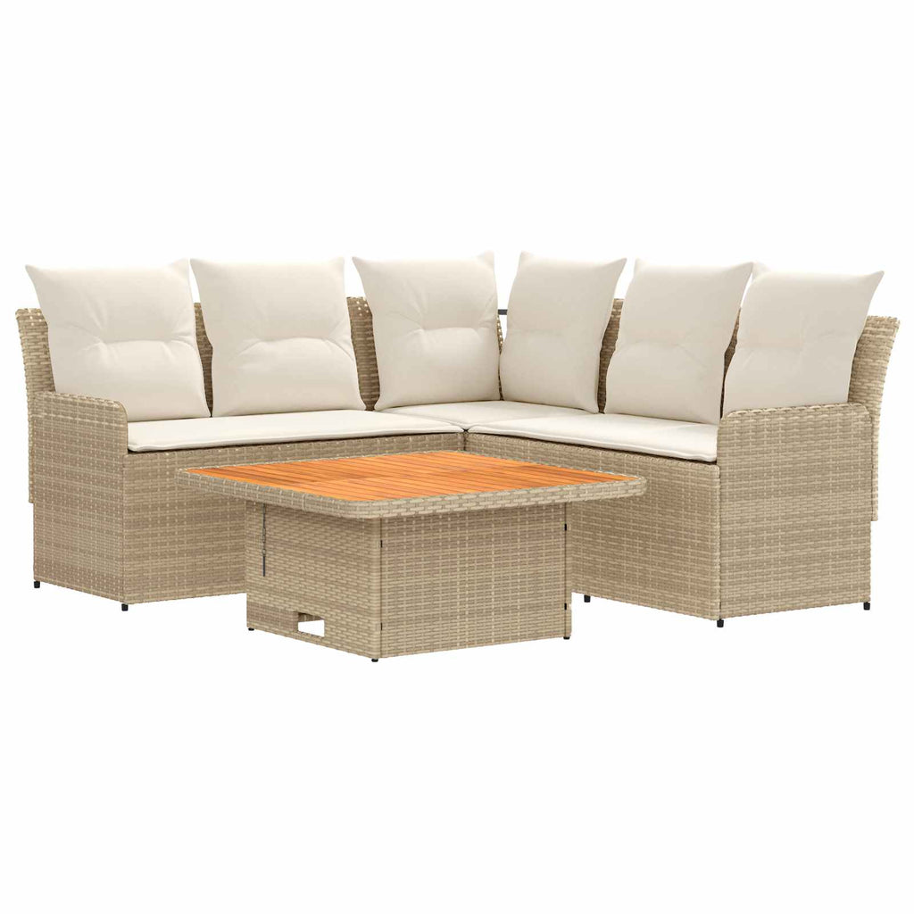 vidaXL Zestawy mebli z poduszką 4 pcs Beżowy i kremowy Rattan PE