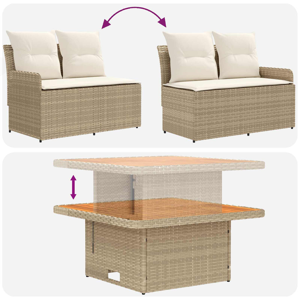 vidaXL Zestawy mebli z poduszką 4 pcs Beżowy i kremowy Rattan PE