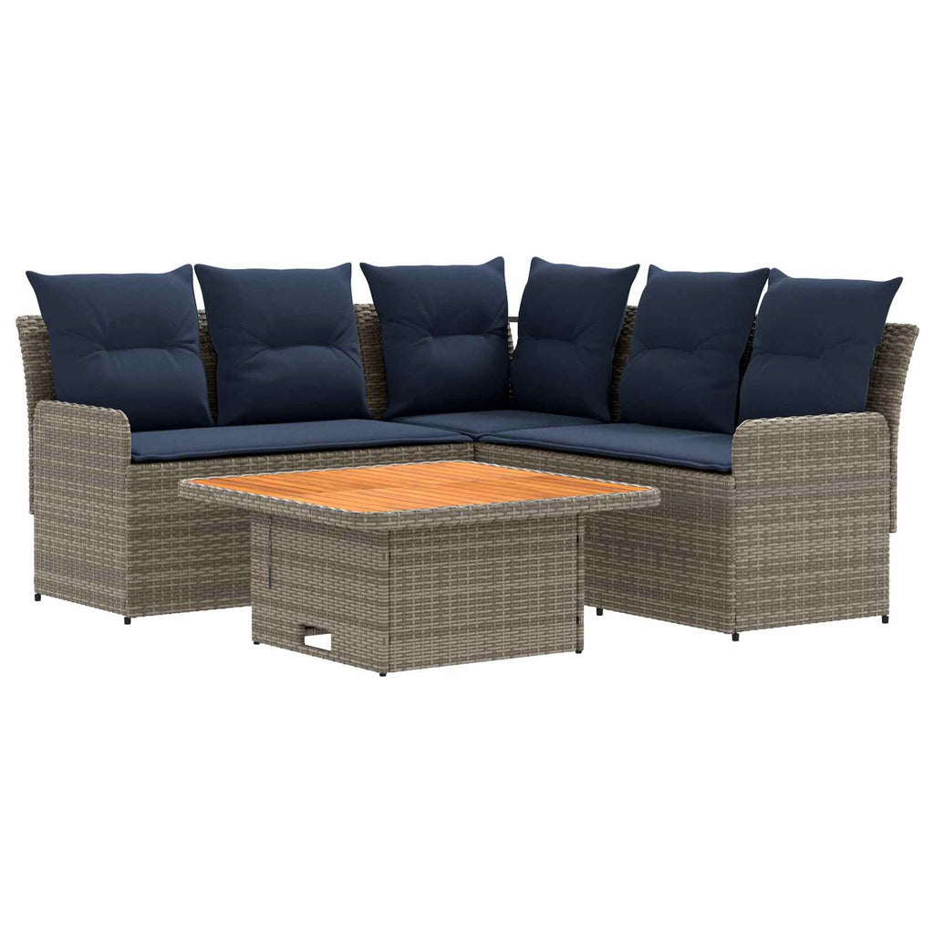vidaXL Zestawy mebli z poduszką 4 pcs Szary i granatowy Rattan PE
