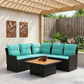 vidaXL Zestawy mebli z poduszką 4 pcs Czarny i Turkusowy Rattan PE