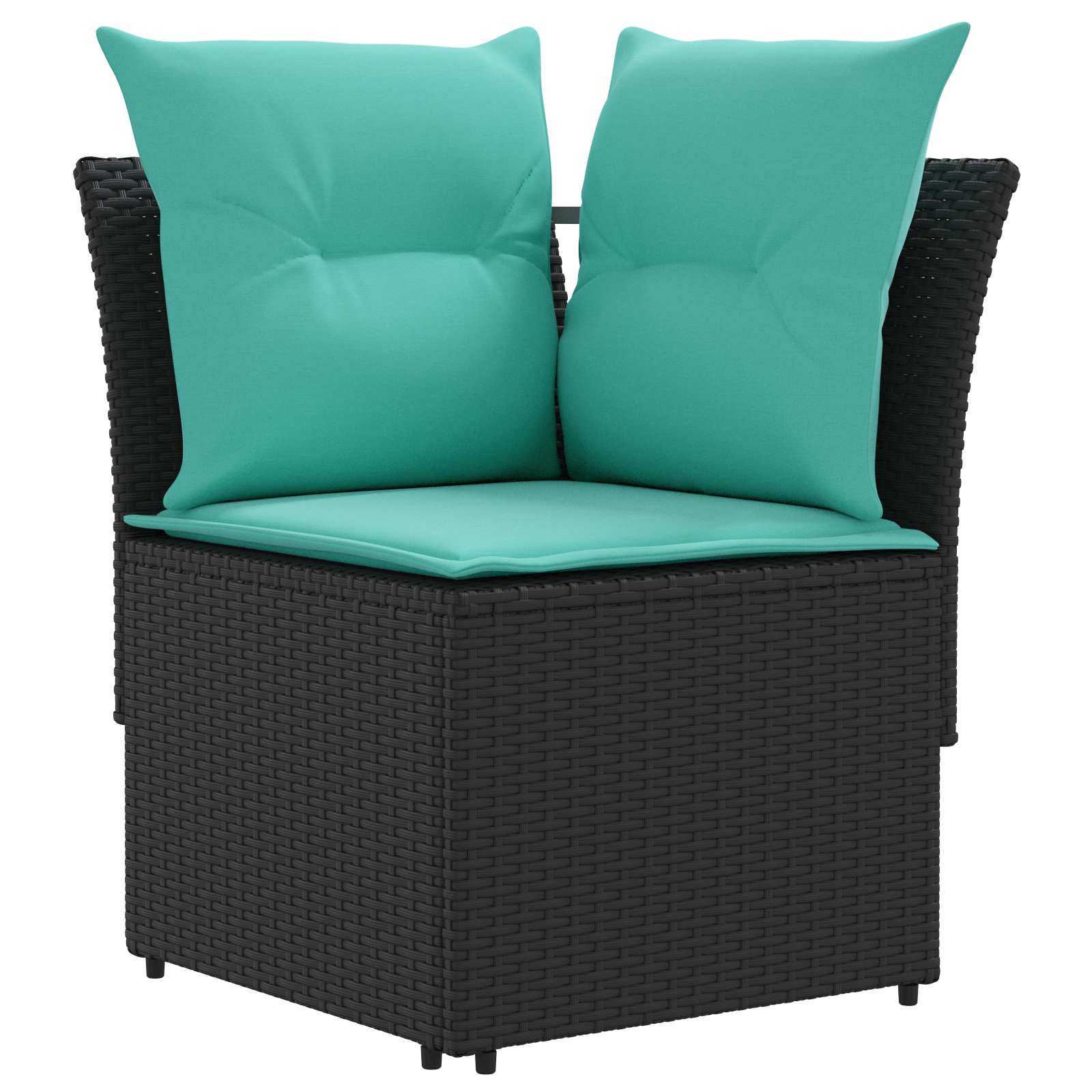 vidaXL Zestawy mebli z poduszką 4 pcs Czarny i Turkusowy Rattan PE