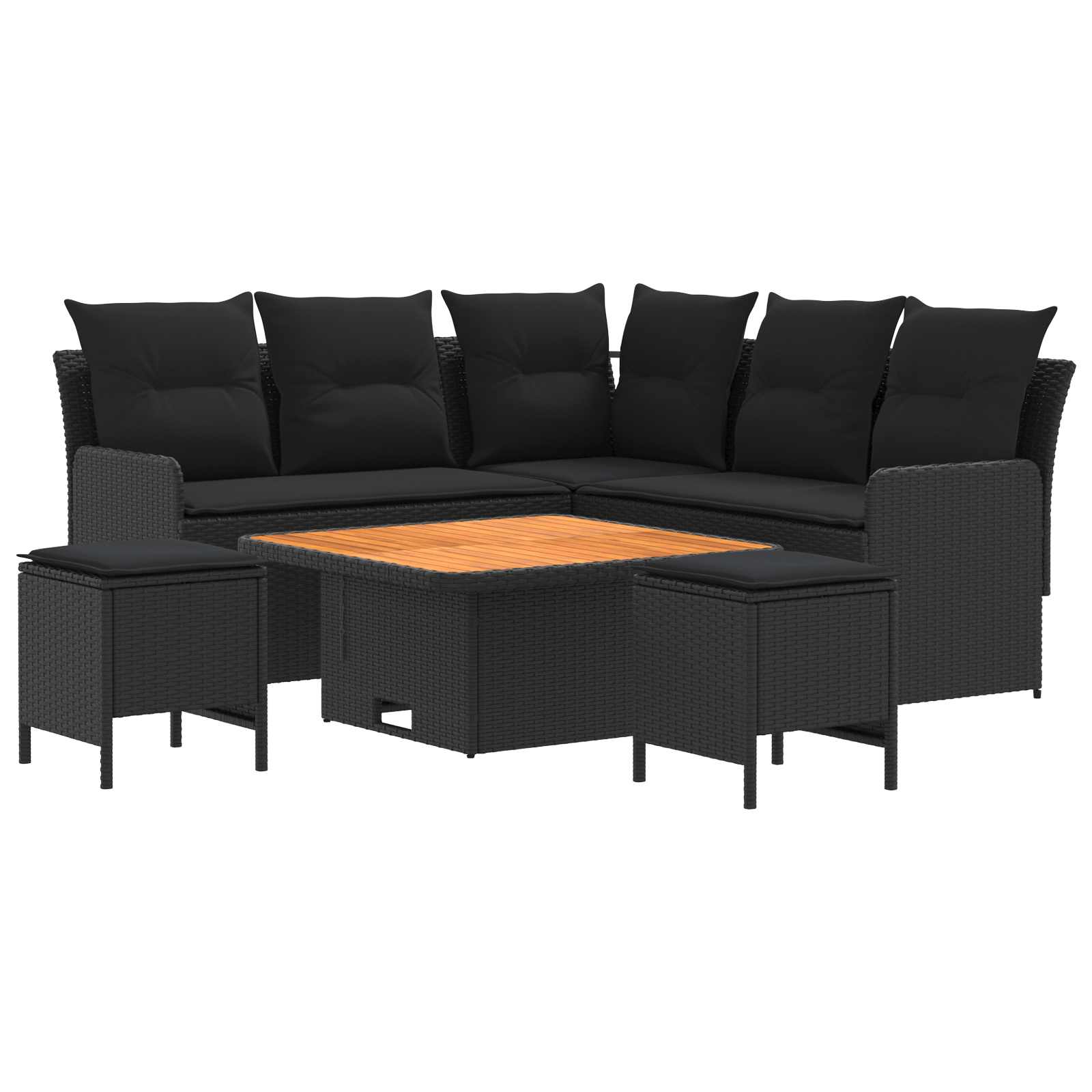 vidaXL Zestawy mebli z poduszką 6 pcs Czarny Rattan PE