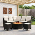 vidaXL Zestawy mebli z poduszką 6 pcs Czarny i kremowy Rattan PE
