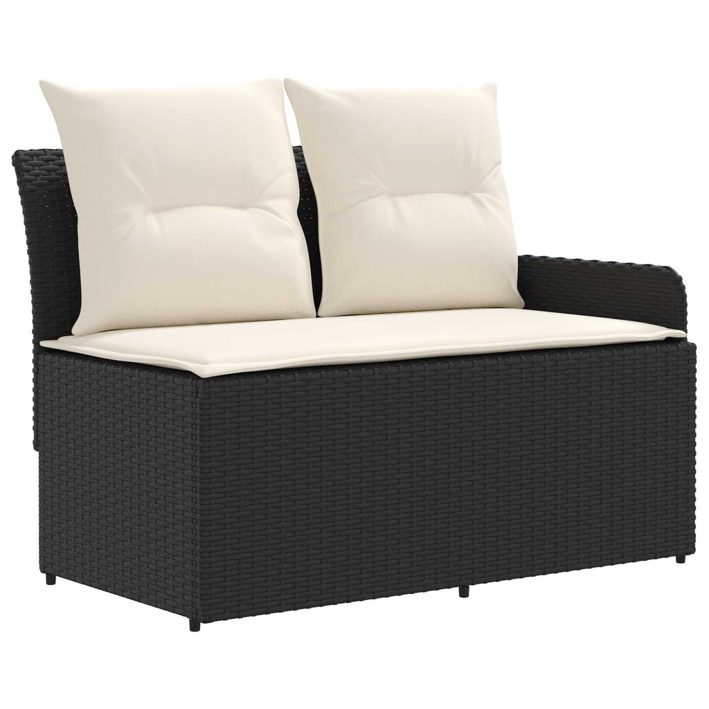 vidaXL Zestawy mebli z poduszką 6 pcs Czarny i kremowy Rattan PE