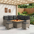 vidaXL Zestawy mebli z poduszką 6 pcs Szary i ciemnoszary Rattan PE