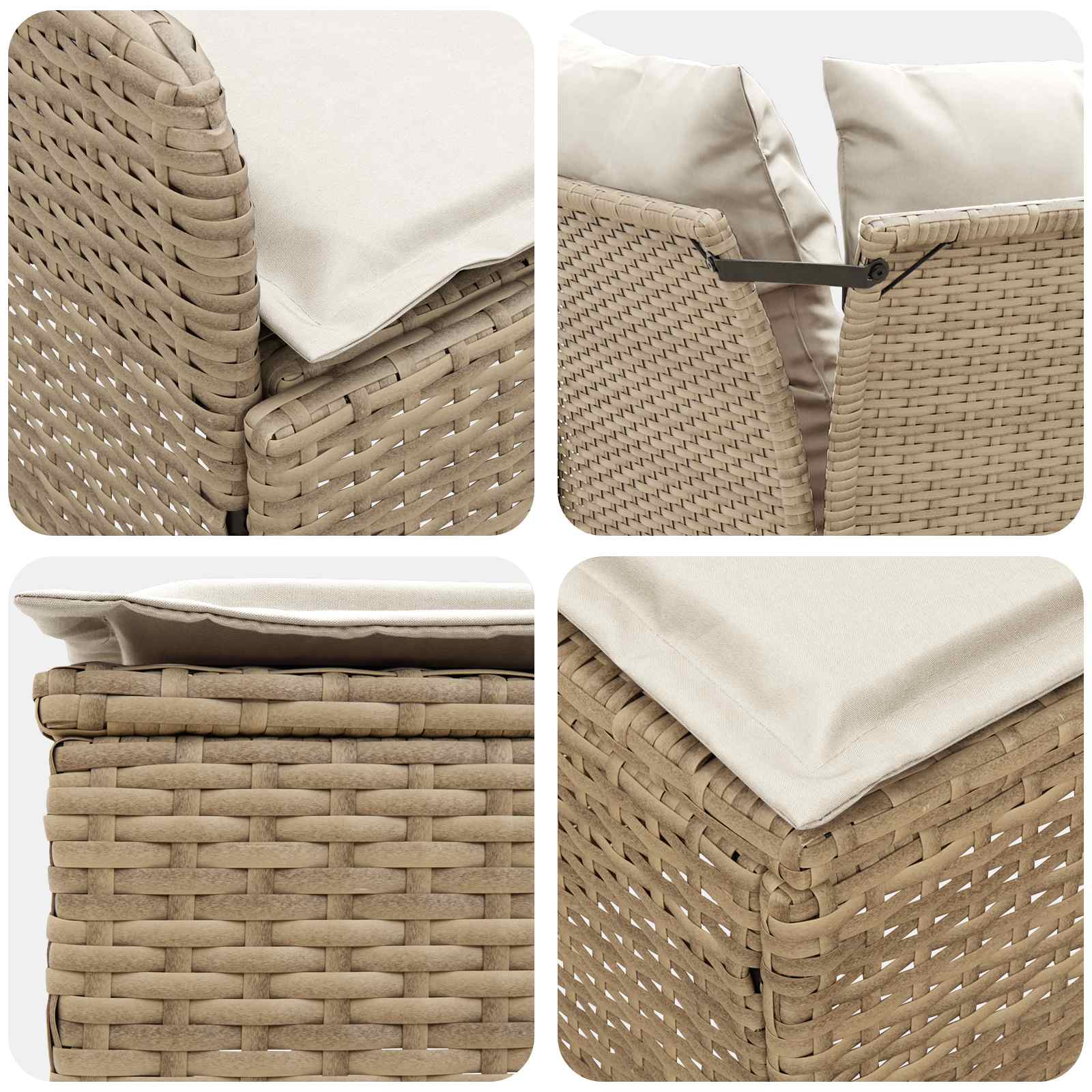 vidaXL Zestawy mebli z poduszką 6 pcs Beżowy i kremowy Rattan PE