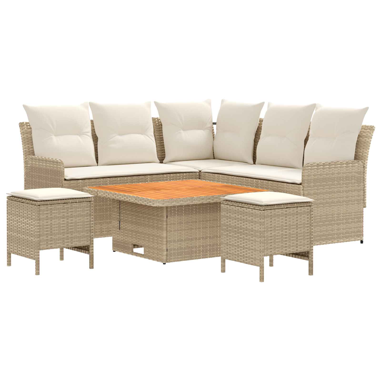vidaXL Zestawy mebli z poduszką 6 pcs Beżowy i kremowy Rattan PE