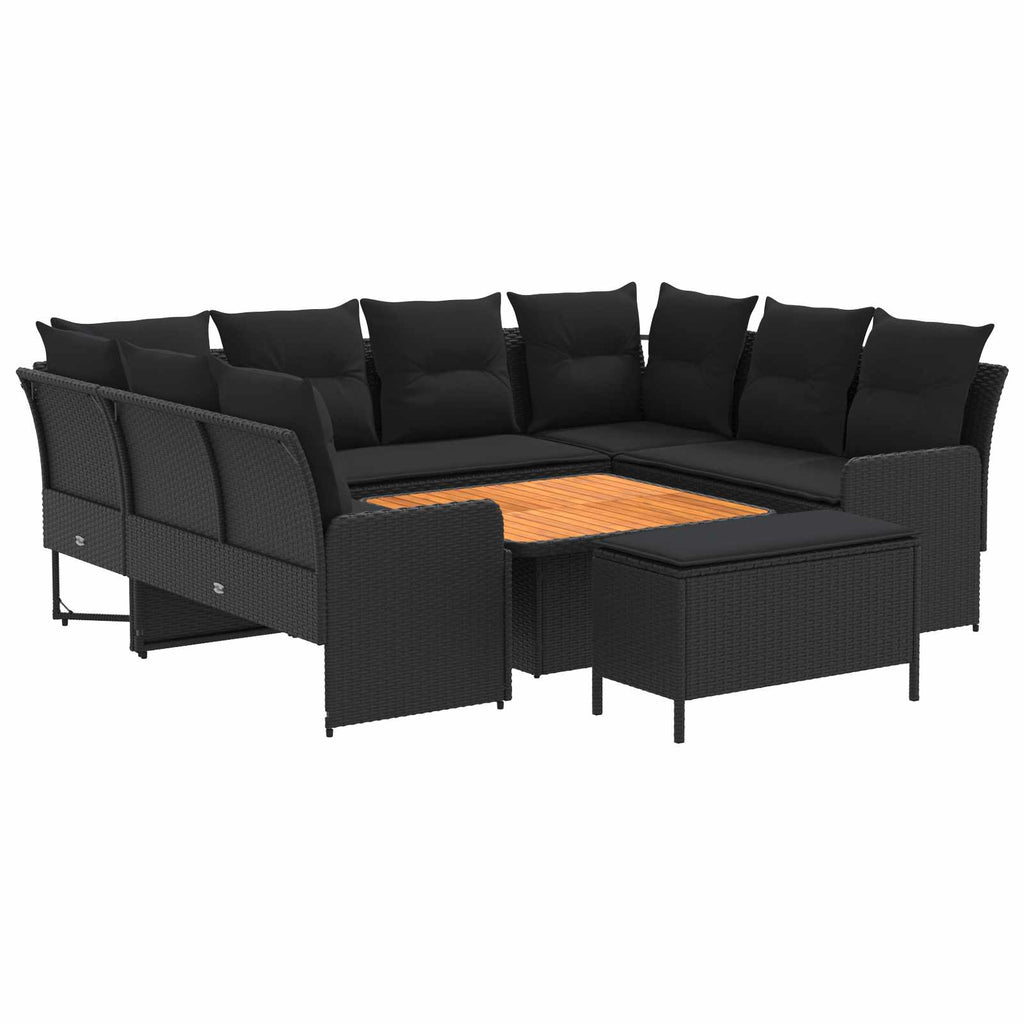 vidaXL Zestawy mebli z poduszką 7 pcs Czarny Rattan PE