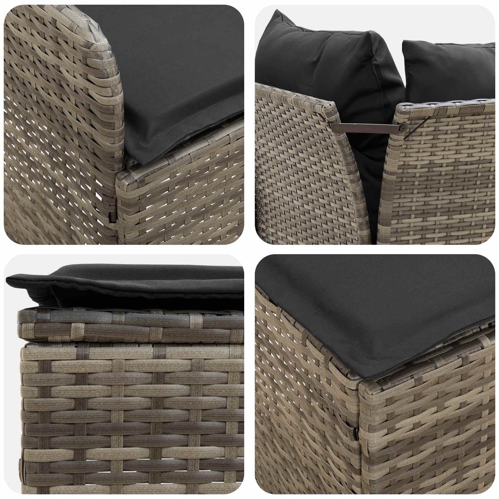 vidaXL Zestawy mebli z poduszką 7 pcs Szary i ciemnoszary Rattan PE