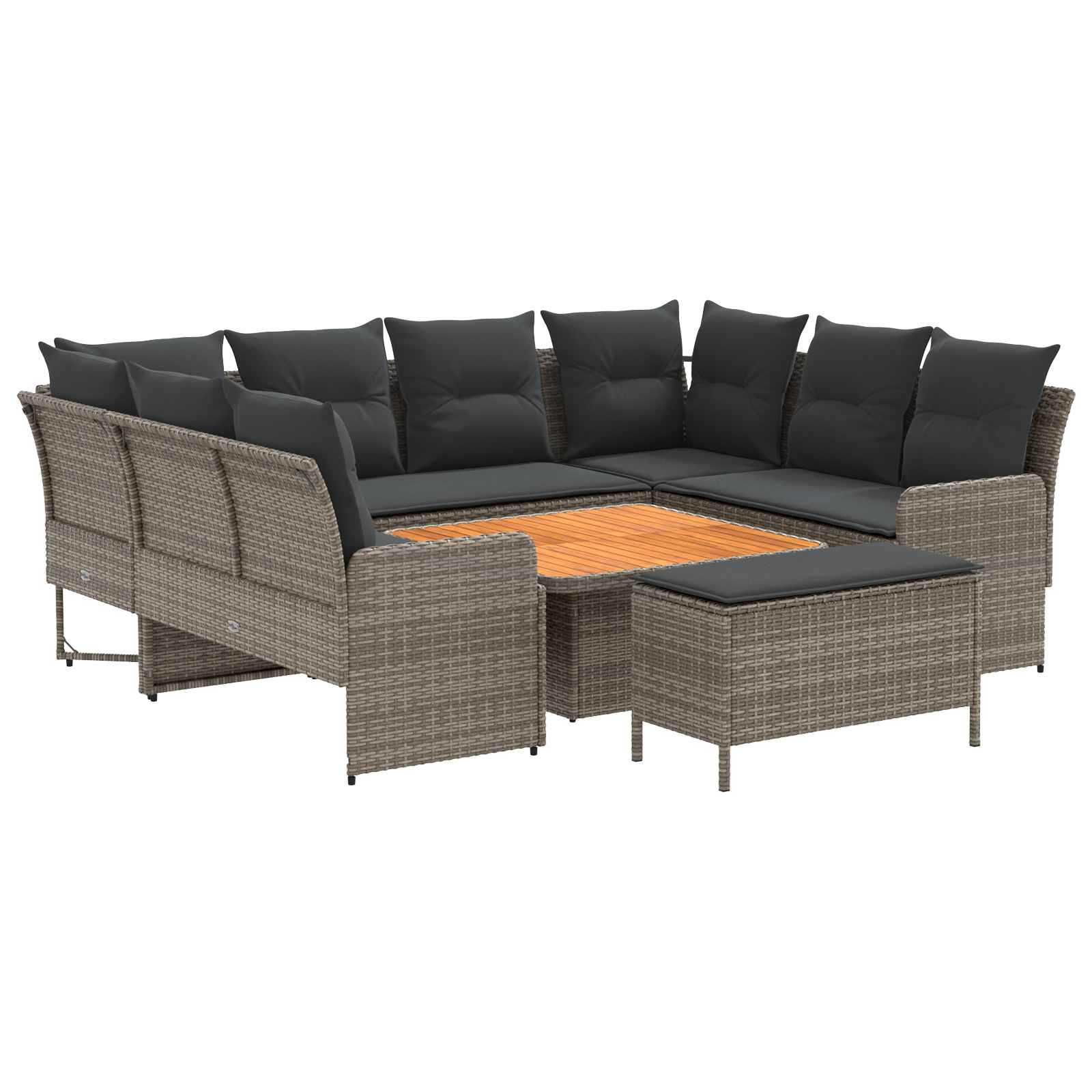 vidaXL Zestawy mebli z poduszką 7 pcs Szary i ciemnoszary Rattan PE