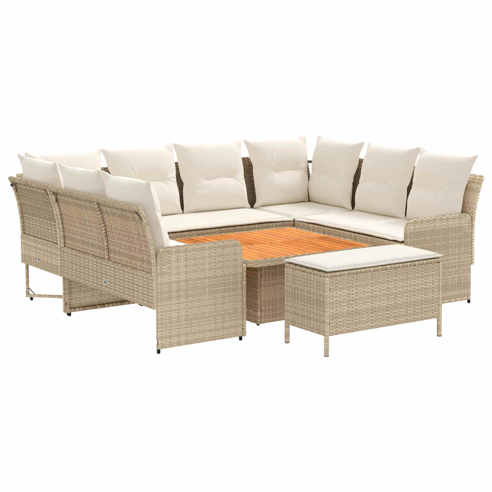 vidaXL Zestawy mebli z poduszką 7 pcs Beżowy i kremowy Rattan PE
