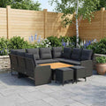 vidaXL Zestawy mebli z poduszką 8 pcs Czarny Rattan PE