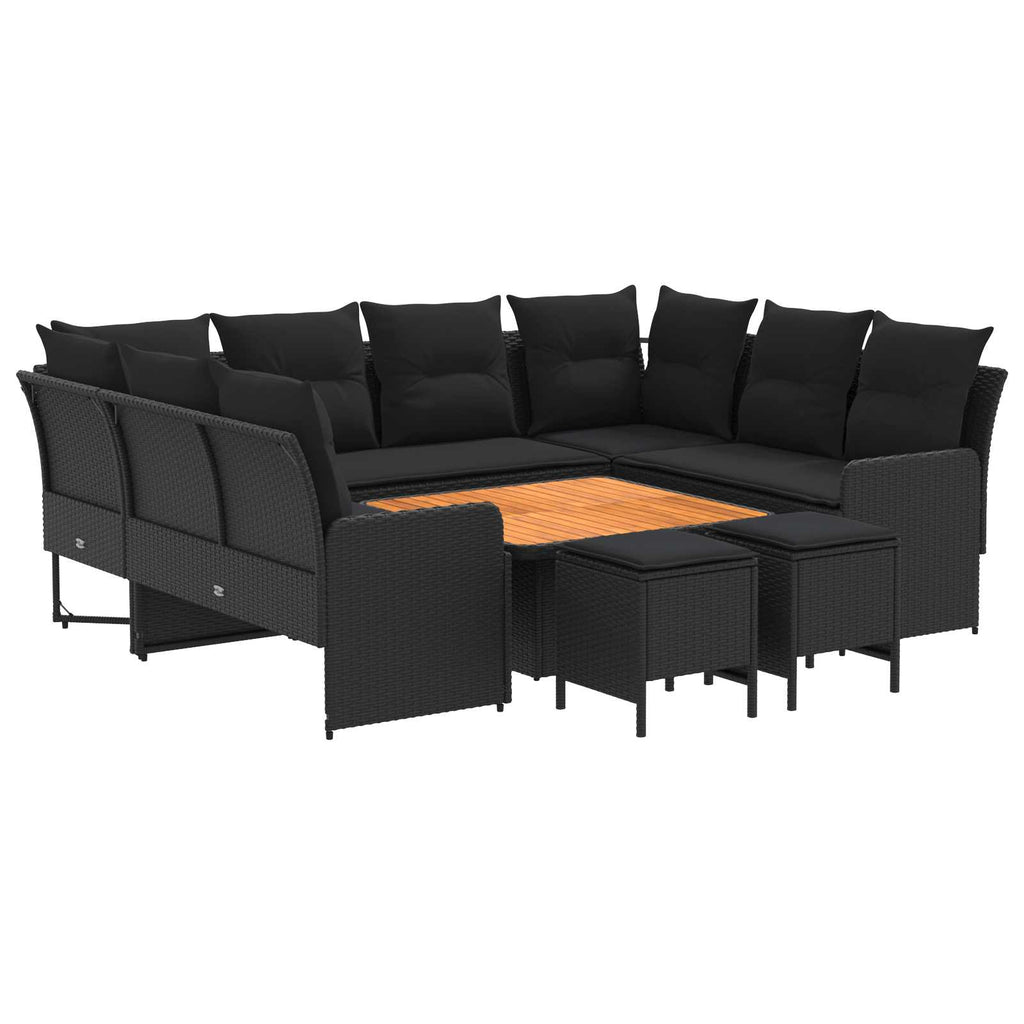 vidaXL Zestawy mebli z poduszką 8 pcs Czarny Rattan PE