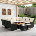 vidaXL Zestawy mebli z poduszką 8 pcs Czarny i kremowy Rattan PE
