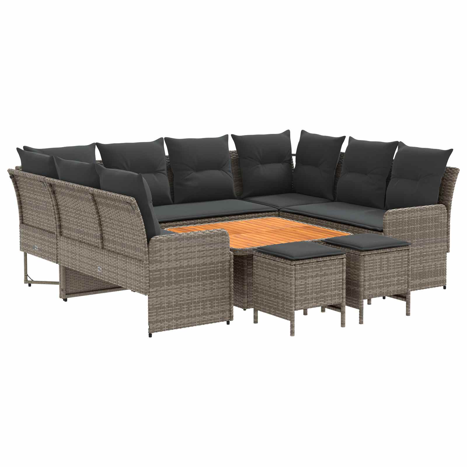 vidaXL Zestawy mebli z poduszką 8 pcs Szary i ciemnoszary Rattan PE