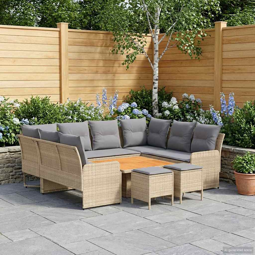 vidaXL Zestawy mebli z poduszką 8 pcs Beżowy i jasnoszary Rattan PE