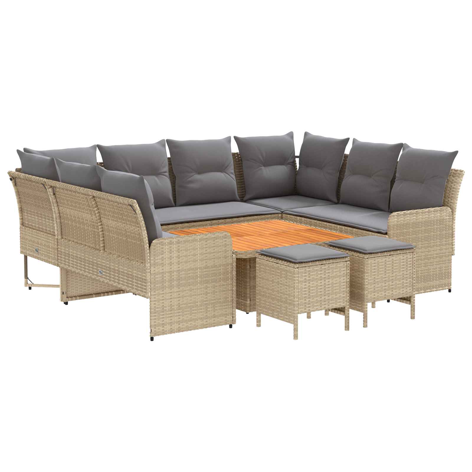 vidaXL Zestawy mebli z poduszką 8 pcs Beżowy i jasnoszary Rattan PE