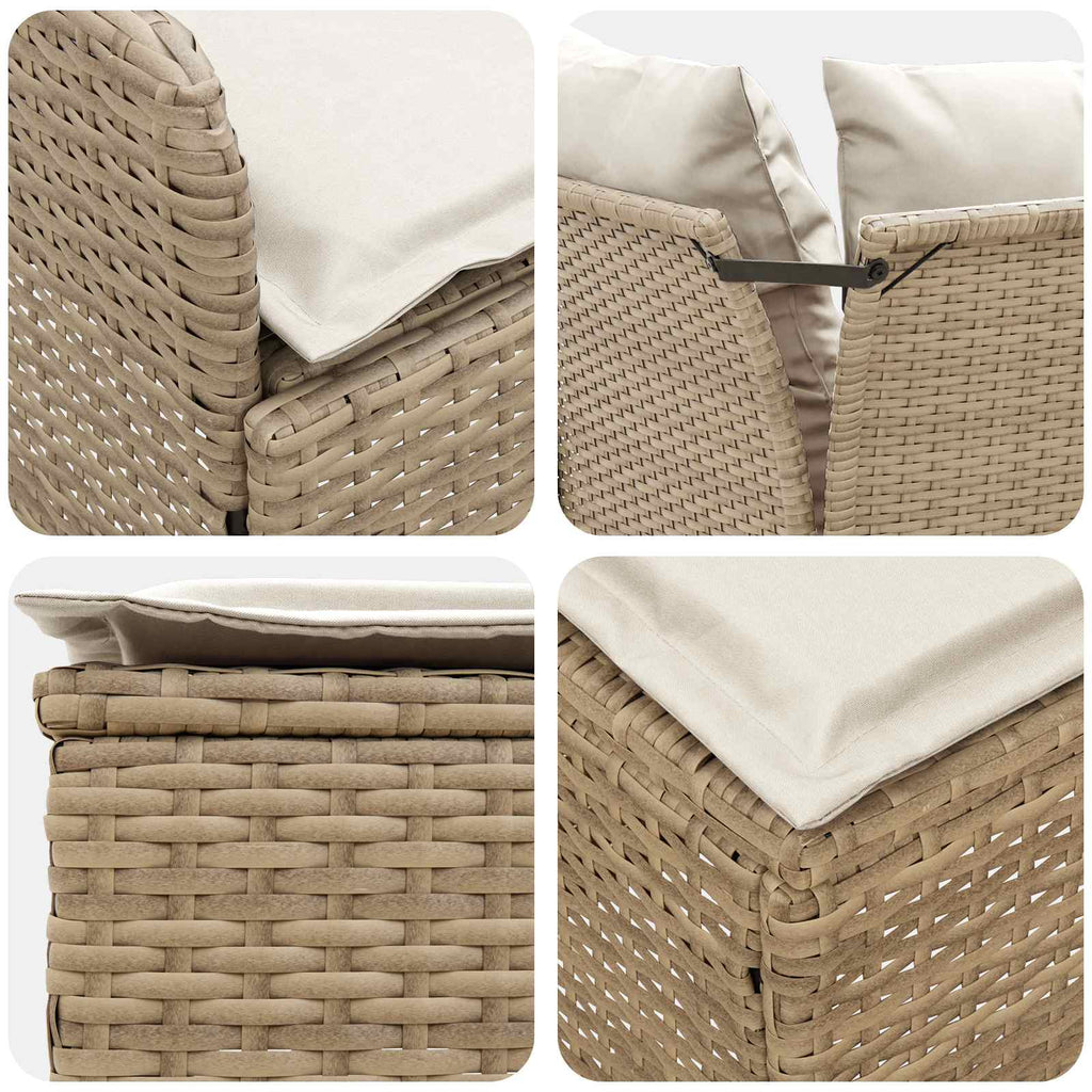 vidaXL Zestawy mebli z poduszką 8 pcs Beżowy i kremowy Rattan PE