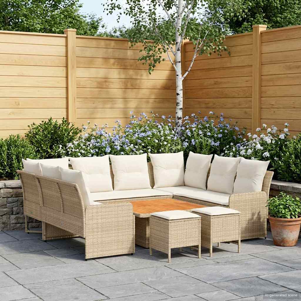vidaXL Zestawy mebli z poduszką 8 pcs Beżowy i kremowy Rattan PE