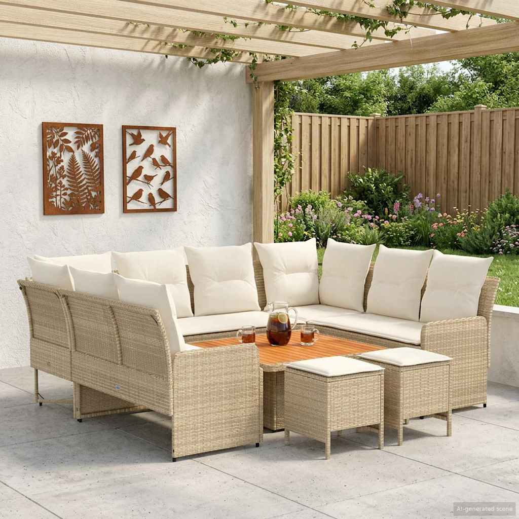 vidaXL Zestawy mebli z poduszką 8 pcs Beżowy i kremowy Rattan PE