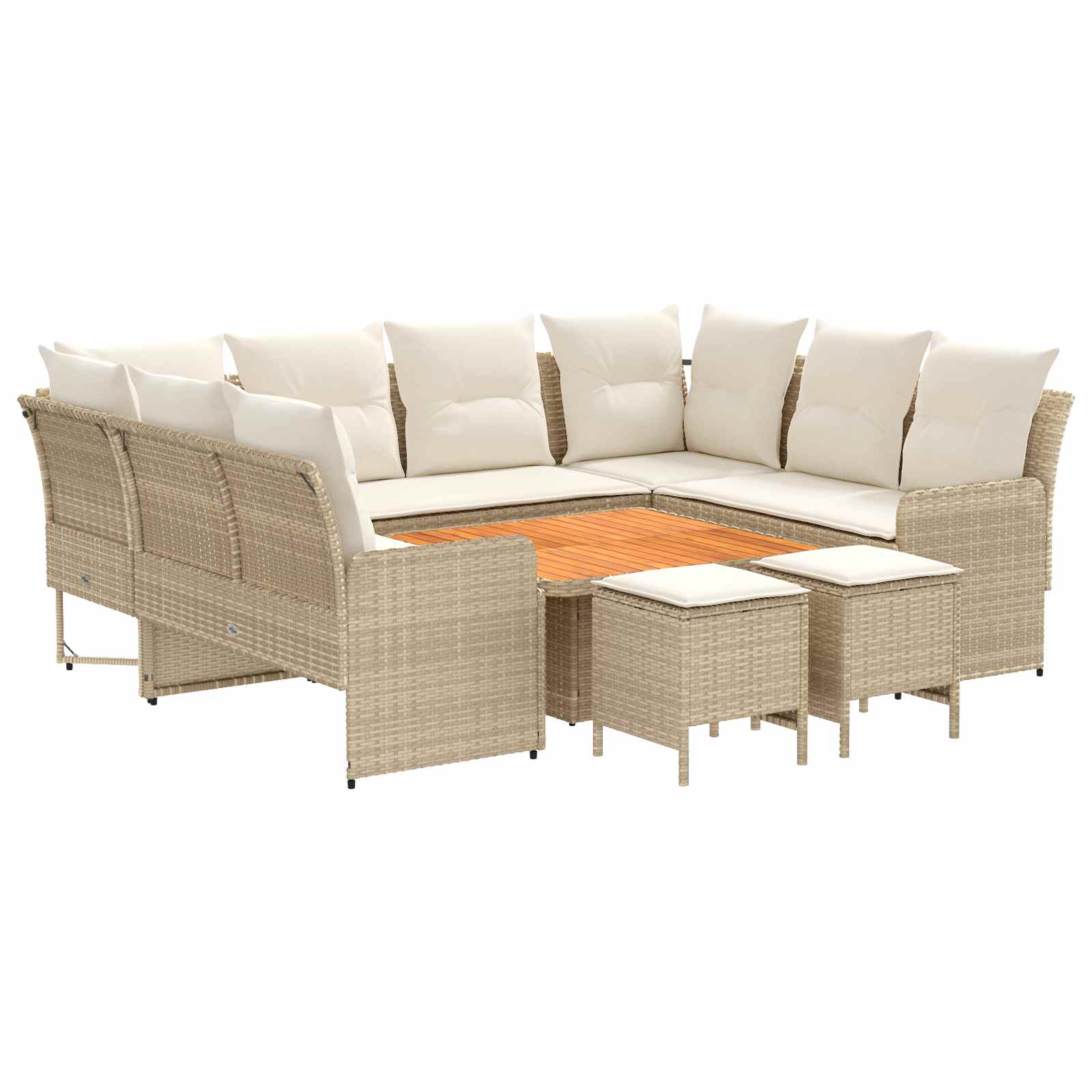 vidaXL Zestawy mebli z poduszką 8 pcs Beżowy i kremowy Rattan PE