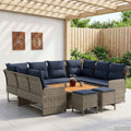 vidaXL Zestawy mebli z poduszką 8 pcs Szary i granatowy Rattan PE