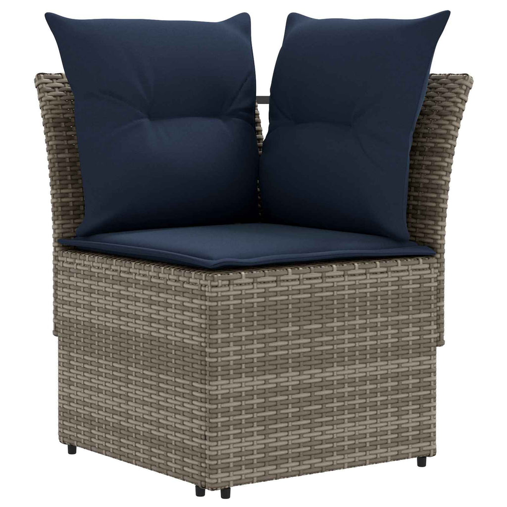vidaXL Zestawy mebli z poduszką 8 pcs Szary i granatowy Rattan PE