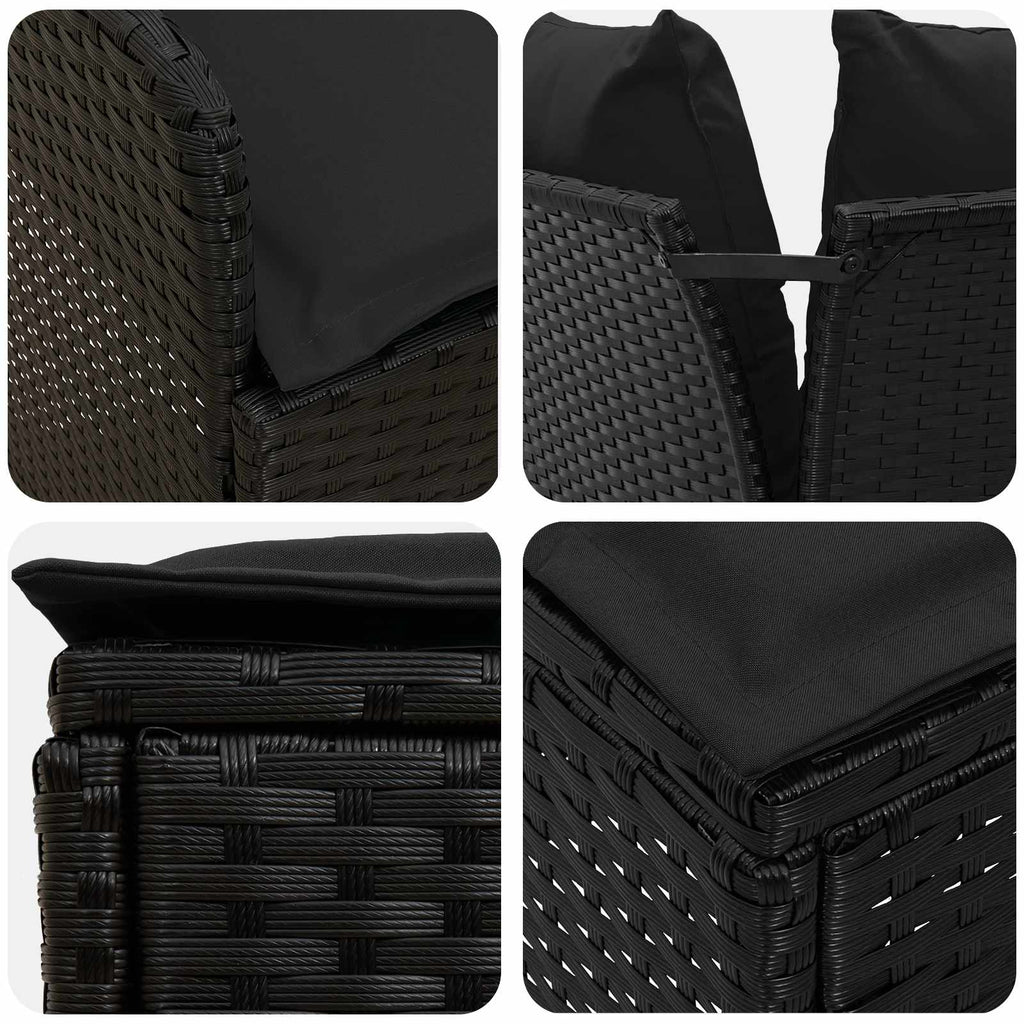 vidaXL Zestawy mebli z poduszką 5 pcs Czarny Rattan PE