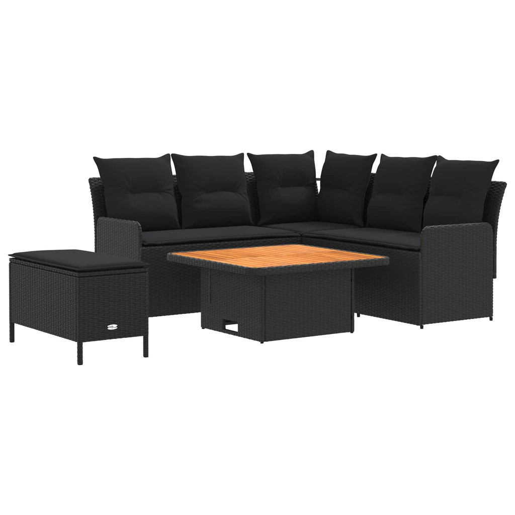 vidaXL Zestawy mebli z poduszką 5 pcs Czarny Rattan PE
