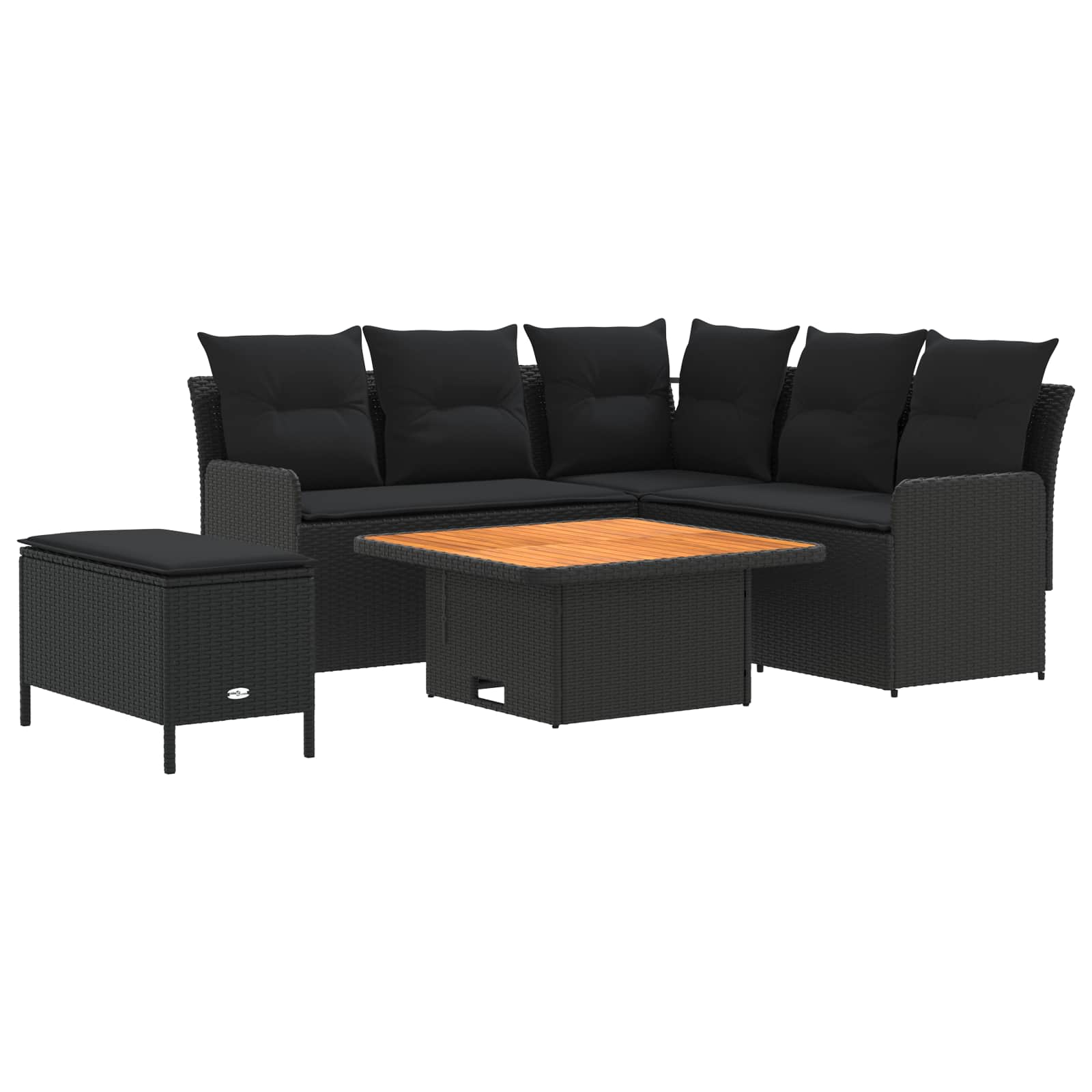 vidaXL Zestawy mebli z poduszką 5 pcs Czarny Rattan PE