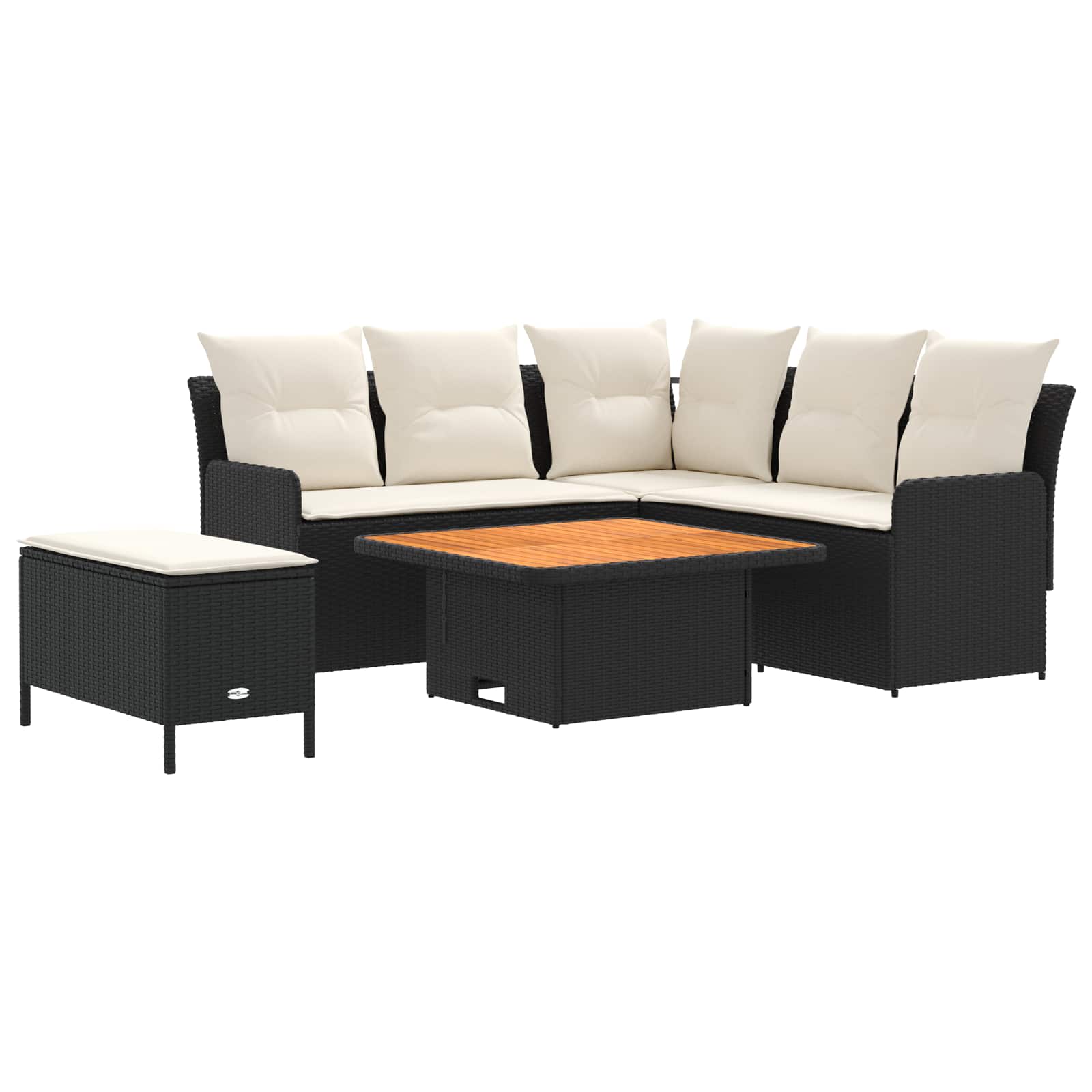 vidaXL Zestawy mebli z poduszką 5 pcs Czarny i kremowy Rattan PE