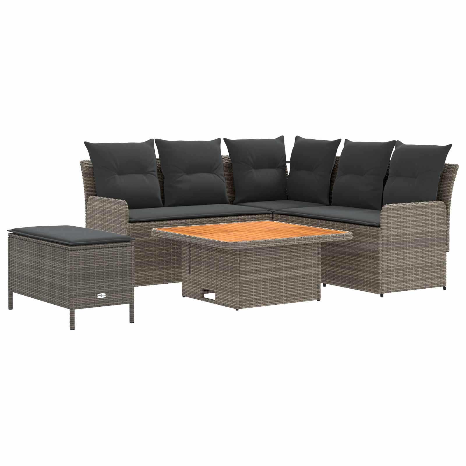 vidaXL Zestawy mebli z poduszką 5 pcs Szary i ciemnoszary Rattan PE