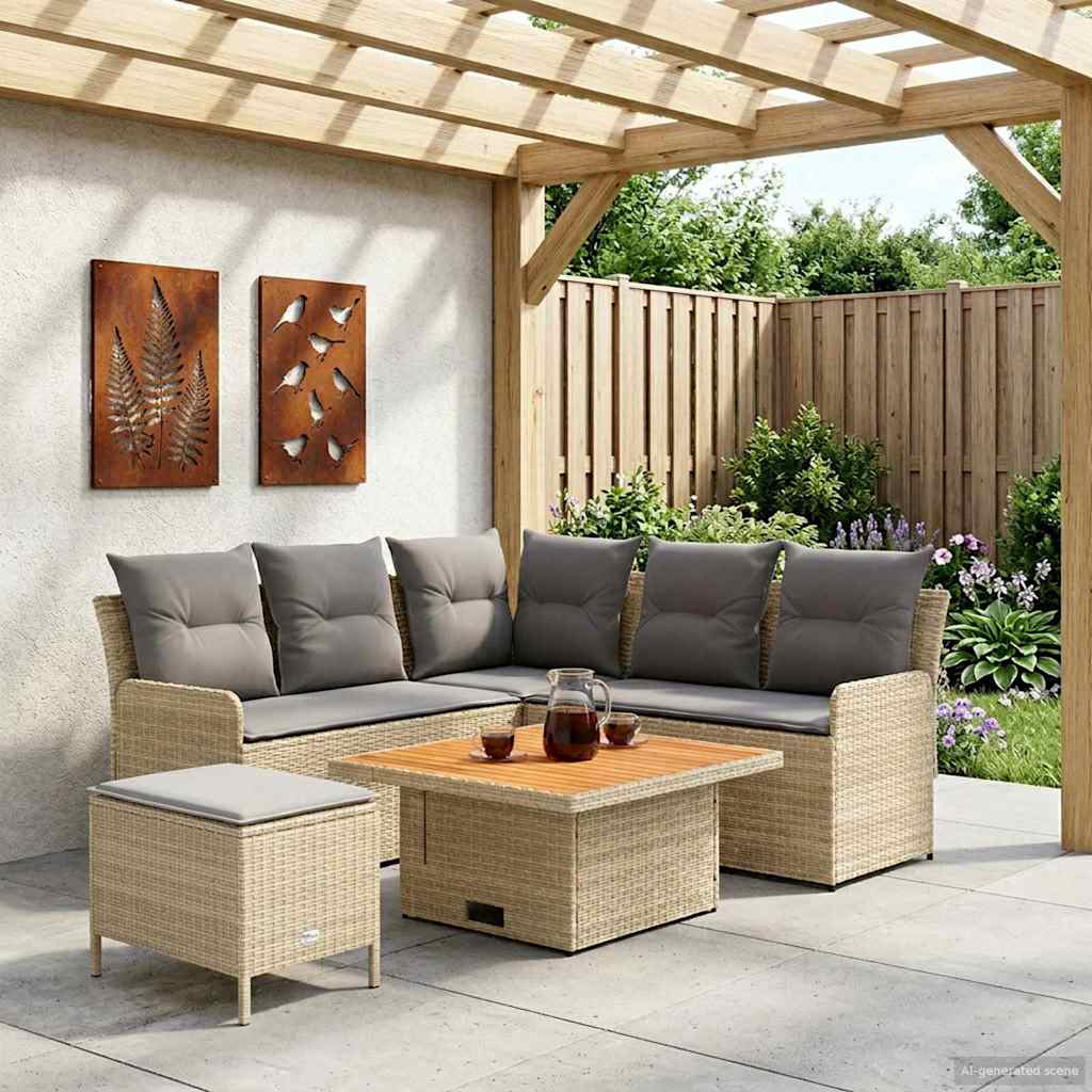 vidaXL Zestawy mebli z poduszką 5 pcs Beżowy i jasnoszary Rattan PE