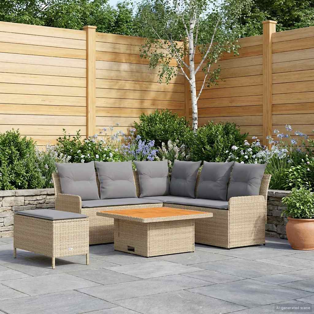 vidaXL Zestawy mebli z poduszką 5 pcs Beżowy i jasnoszary Rattan PE