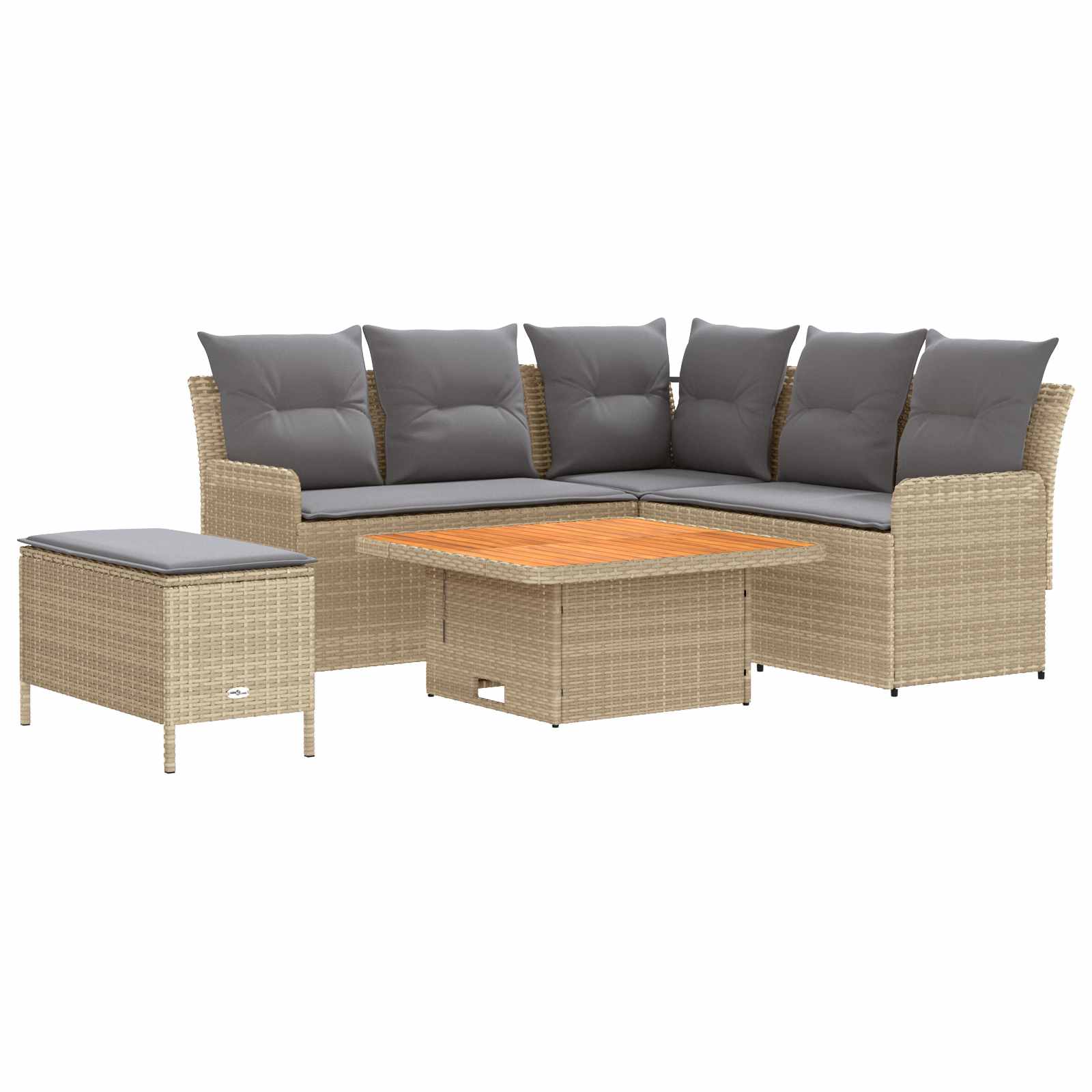 vidaXL Zestawy mebli z poduszką 5 pcs Beżowy i jasnoszary Rattan PE