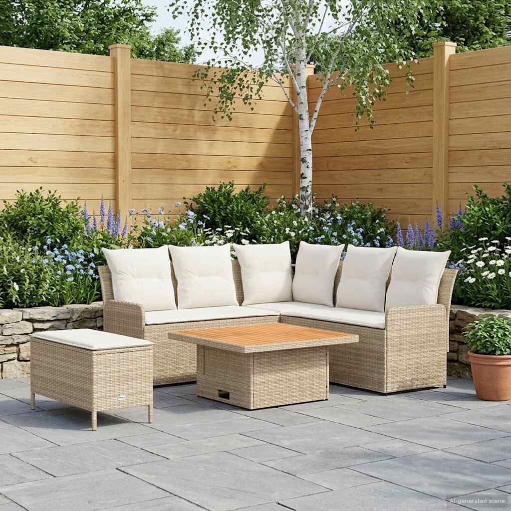 vidaXL Zestawy mebli z poduszką 5 pcs Beżowy i kremowy Rattan PE