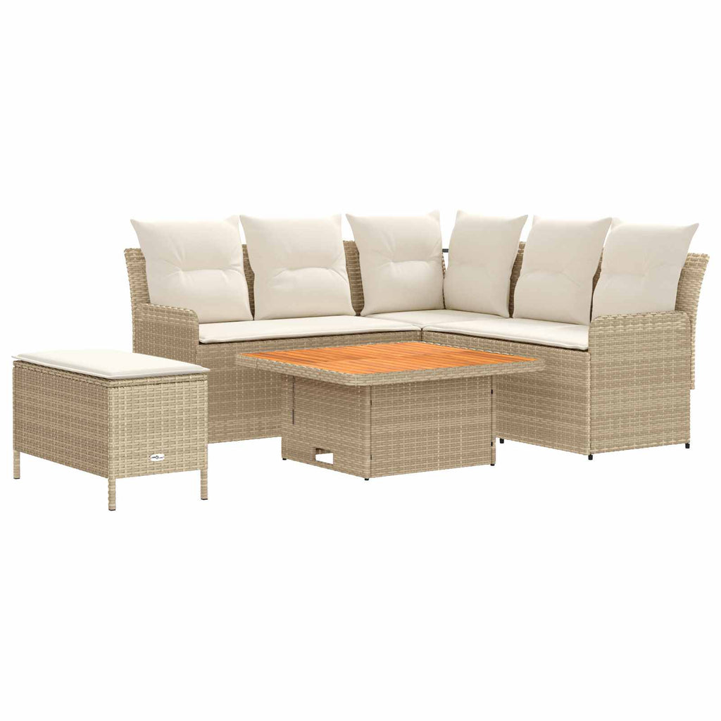 vidaXL Zestawy mebli z poduszką 5 pcs Beżowy i kremowy Rattan PE
