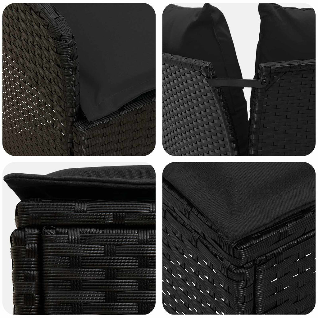 vidaXL Zestawy mebli z poduszką 7 pcs Czarny Rattan PE