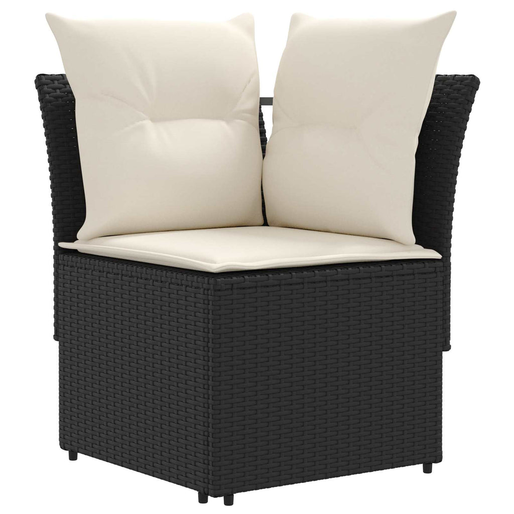 vidaXL Zestawy mebli z poduszką 7 pcs Czarny i kremowy Rattan PE