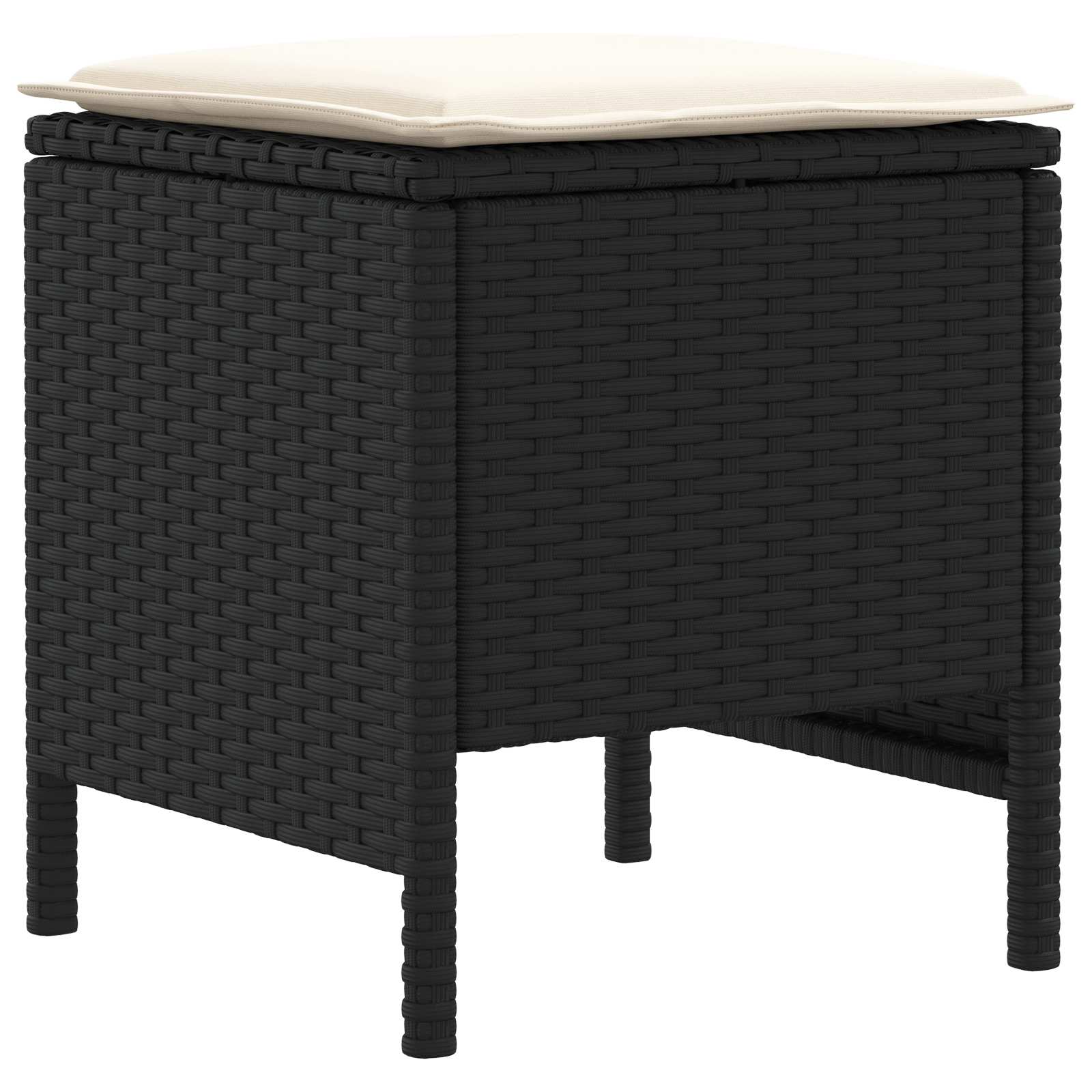 vidaXL Zestawy mebli z poduszką 7 pcs Czarny i kremowy Rattan PE