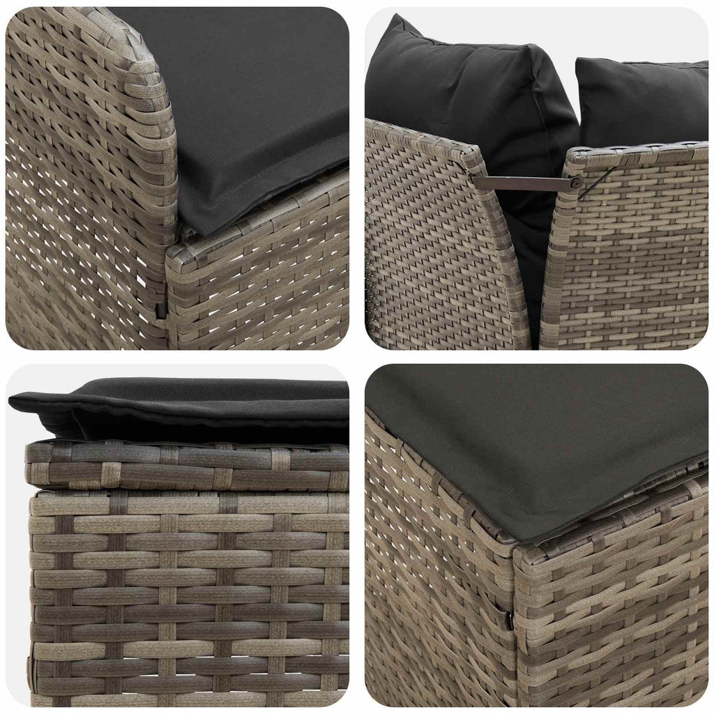 vidaXL Zestawy mebli z poduszką 7 pcs Szary i ciemnoszary Rattan PE