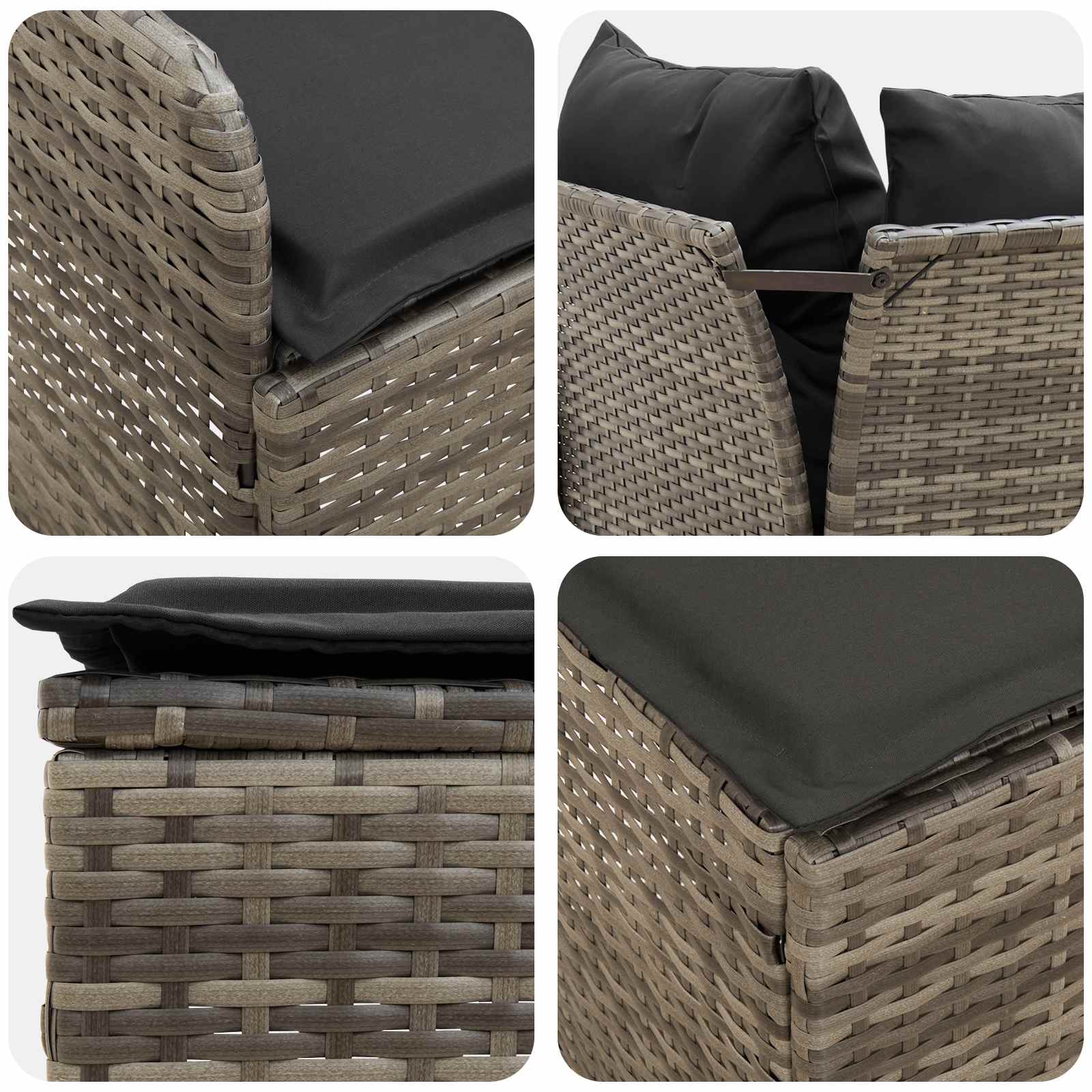 vidaXL Zestawy mebli z poduszką 7 pcs Szary i ciemnoszary Rattan PE