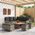 vidaXL Zestawy mebli z poduszką 7 pcs Szary i ciemnoszary Rattan PE