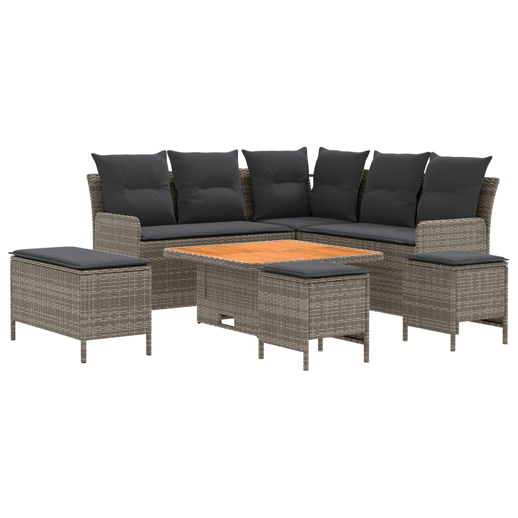 vidaXL Zestawy mebli z poduszką 7 pcs Szary i ciemnoszary Rattan PE