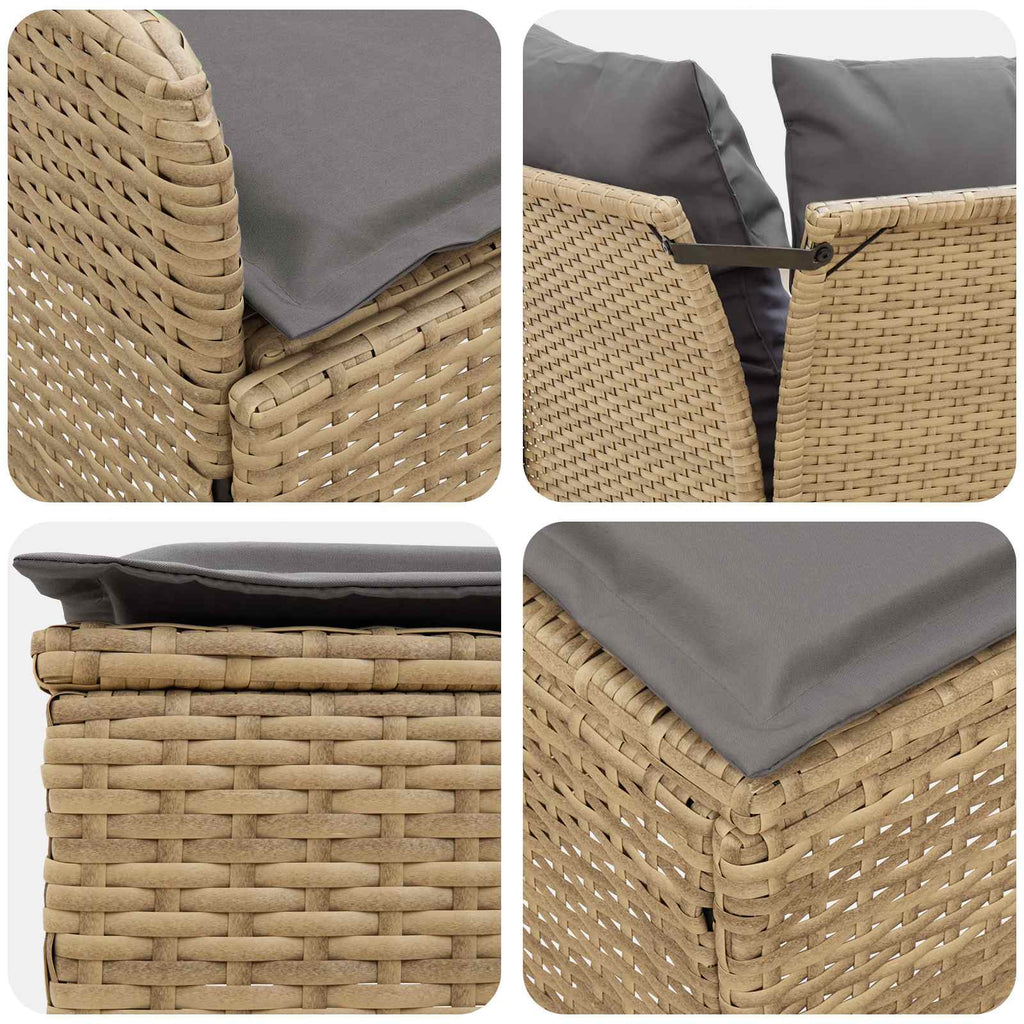 vidaXL Zestawy mebli z poduszką 7 pcs Beżowy i jasnoszary Rattan PE