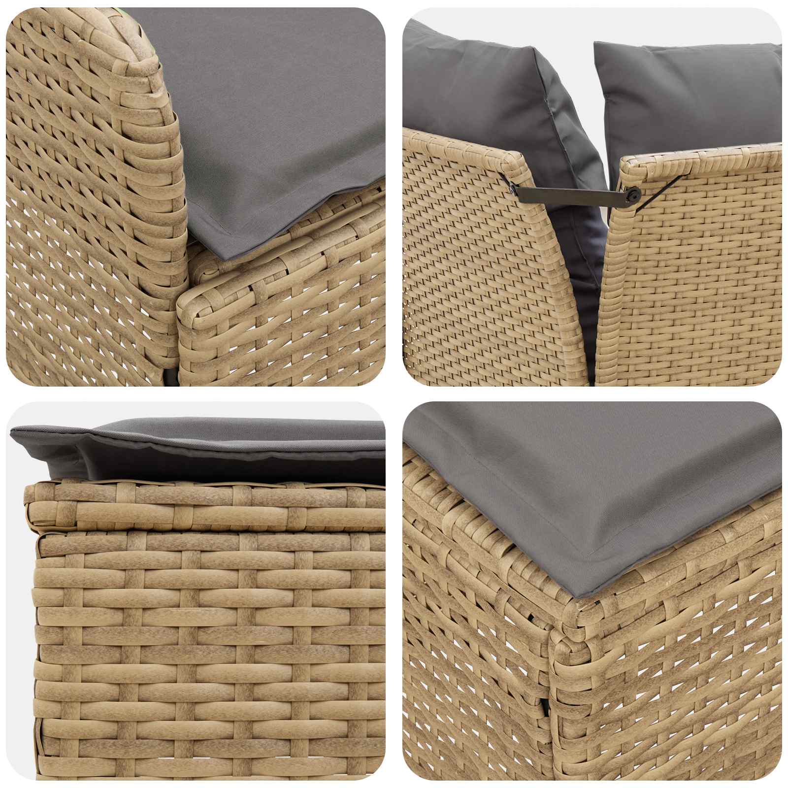 vidaXL Zestawy mebli z poduszką 7 pcs Beżowy i jasnoszary Rattan PE